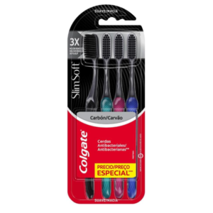 Kit de Escovas De Dentes Colgate Slim Soft Black Com 4 Unidades