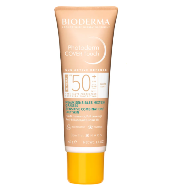 Protetor Solar Facial Bioderma Photoderm Cover Touch Mineral FPS 50+ Claro 40g