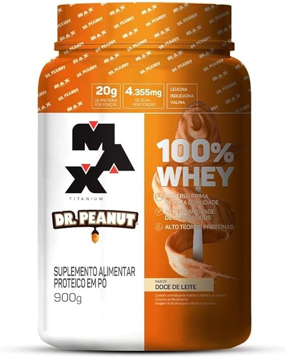 100% Whey Max Titanium x Dr. Peanut (900g), Sabor Doce de Leite