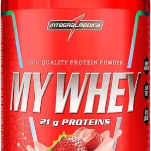 Integralmedica My Whey Proteína em Pó Sabor Morango – 21g de Proteína por Porção – Alta Concentração de BCAAs – Pote 900g